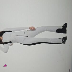 Gsou Snow Women White & Black Slim Fit Snowboard Fully-Sealed Ski Bibs Size S